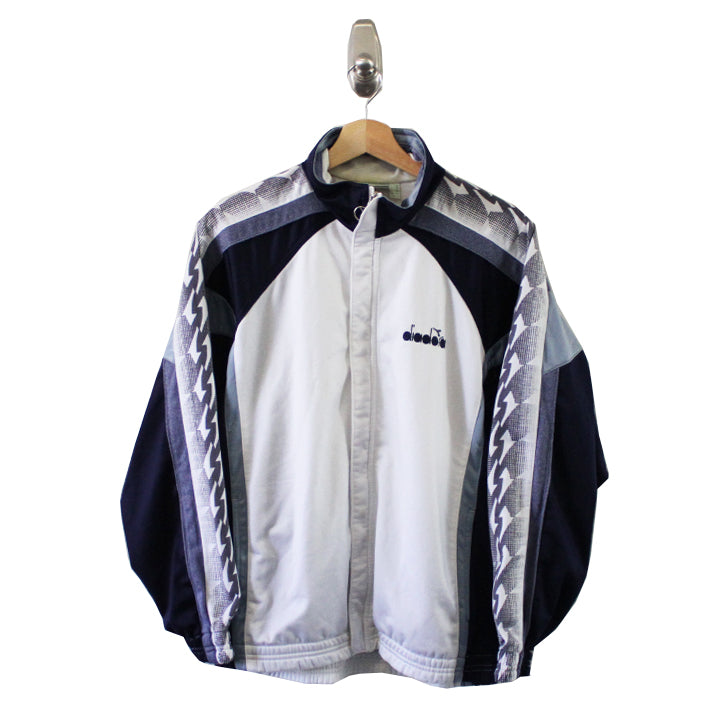 Maillot Cycliste Vintage Diadora VII Années 90, Multicolore Graphique, Col Zippé, Fabriqué En Italie, Taille XL