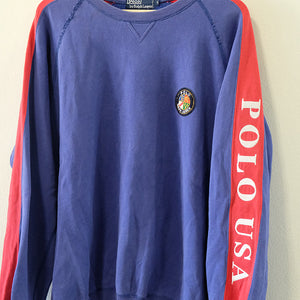 Vintage RARE Polo Ralph Lauren Cookie Polo USA Spell Out Crewneck - M