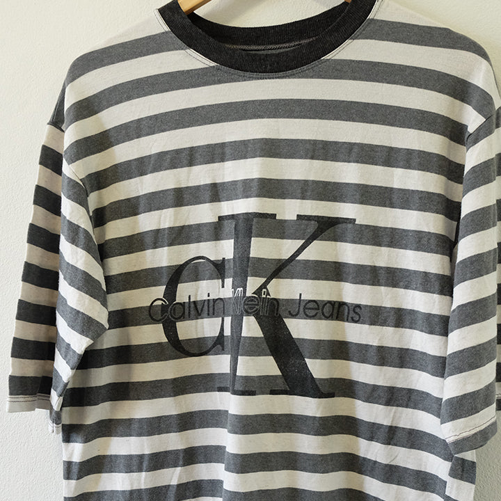 Vintage Calvin Klein Stripe T-Shirt - L