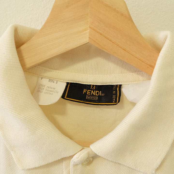 Vintage Fendi Embroidered Logo Polo Shirt Made In Italy - L