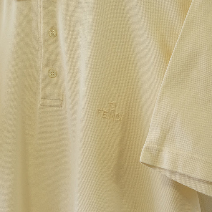 Vintage Fendi Embroidered Logo Polo Shirt Made In Italy - L