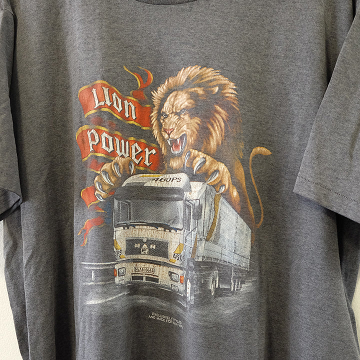 Vintage Man Trucks Lion Power Single Stitch Made In USA T-Shirt - XL