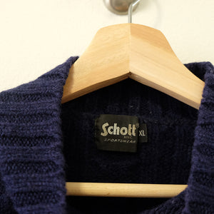 Vintage Schott NYC Embroidered Knit Sweater - L