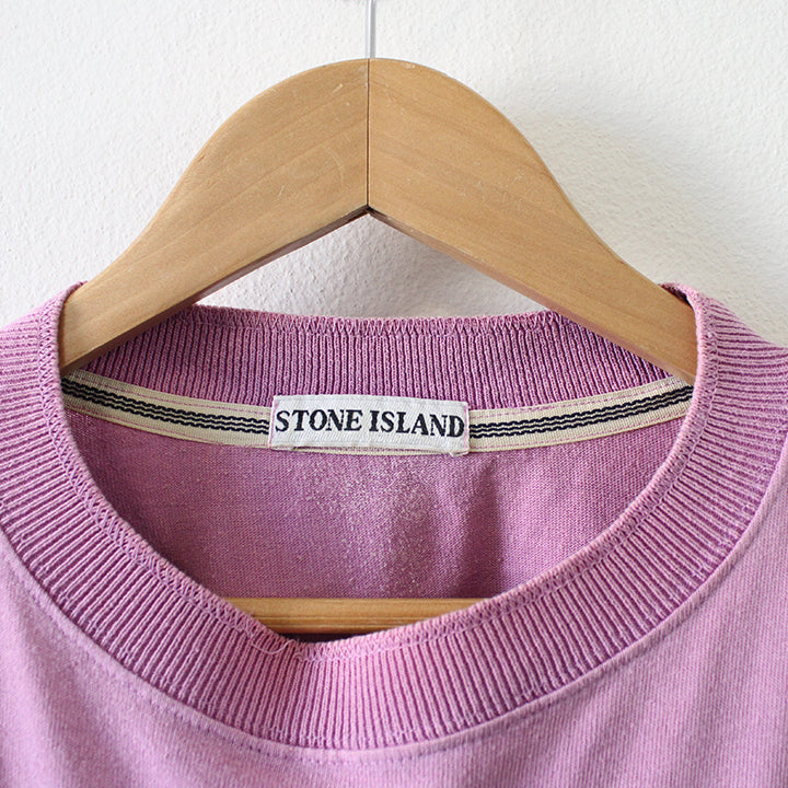 Vintage Rare 80s/90s Stone Island Embroidered Spell Out T-Shirt Made In Italy - XL