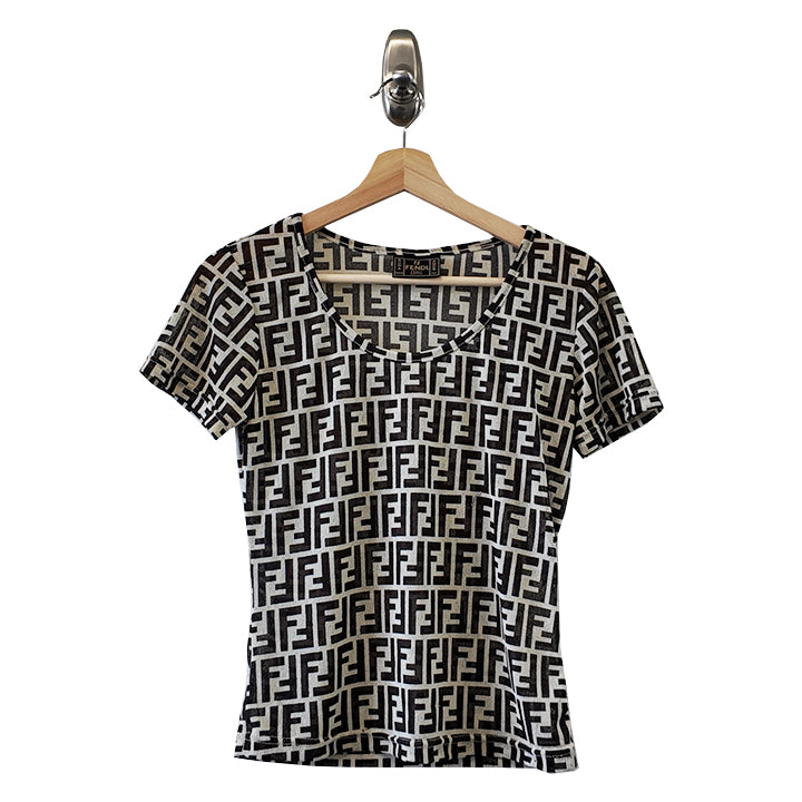 Vintage Fendi Zucca Mesh Monogram WOMENS Top Made In Italy - M