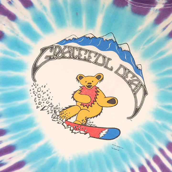 1990 RARE Grateful Dead Snowboarding Bears Peter Forsythe Tie Dye T-Shirt - XL