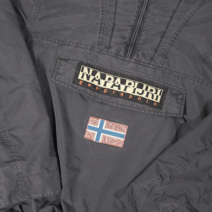 Vintage Napapijri Geographic Big Spell Out Fleece Lined Quilted Jacket - M