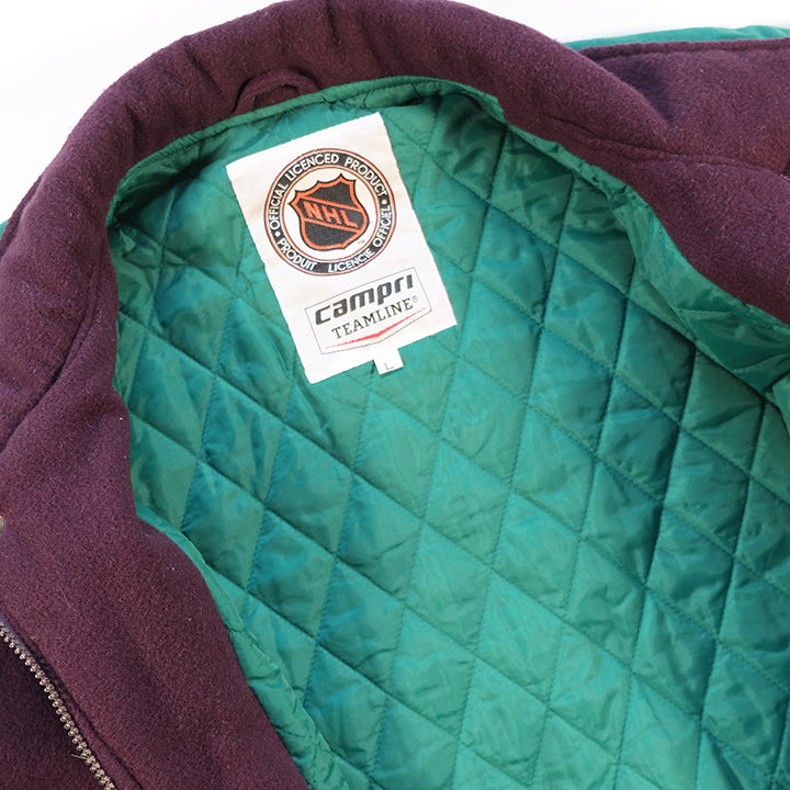 Vintage RARE Mighty Ducks Wool Quilted Logo Jacket - L