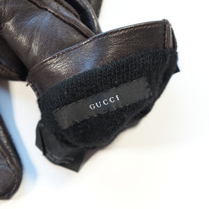 Vintage RARE Gucci WOMENS Leather Cashmere Lined Gloves - 7