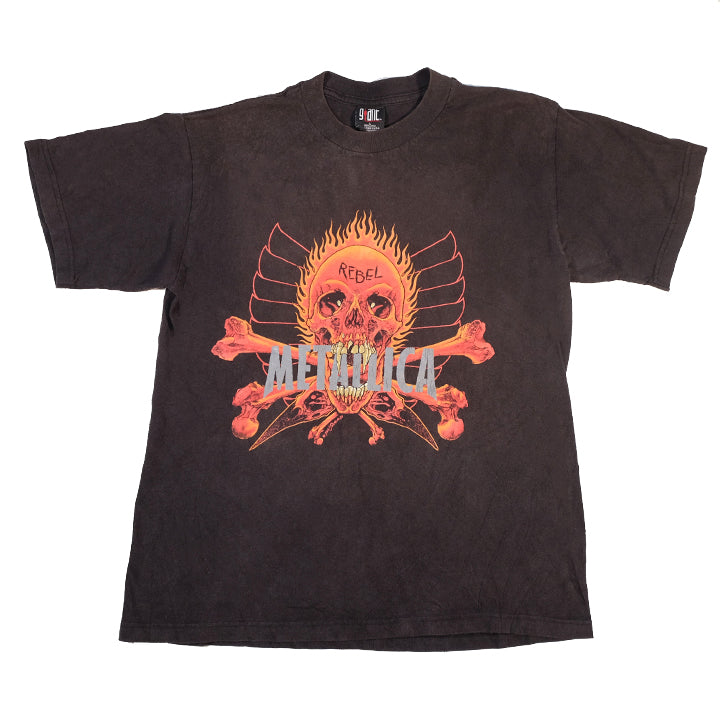 Vintage RARE 90s Metallica Rebel Pushead Ying Yang Front & Back Graphic T-Shirt - L