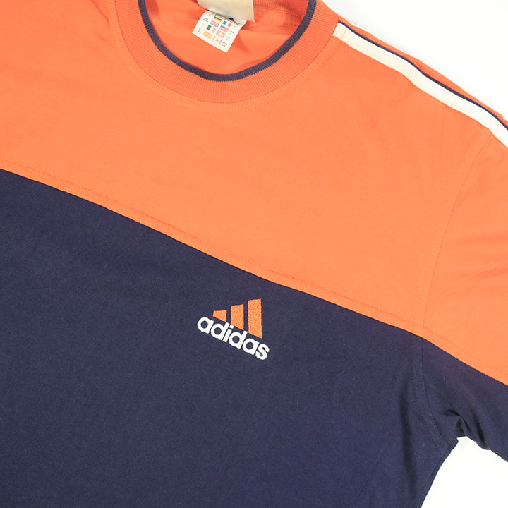 Vintage Adidas Logo Stripe T-Shirt - L
