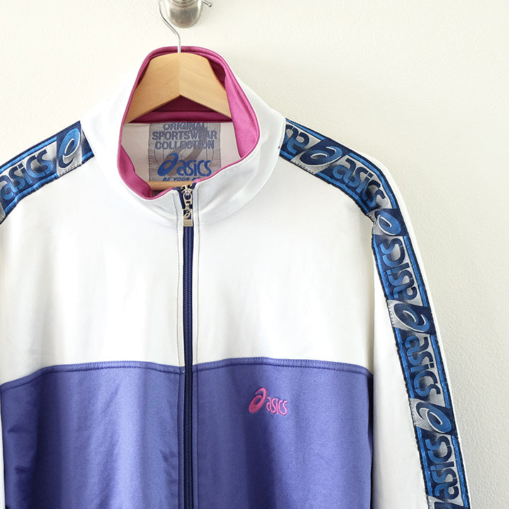 Vintage Asics Spell Out Tape Track Jacket - L