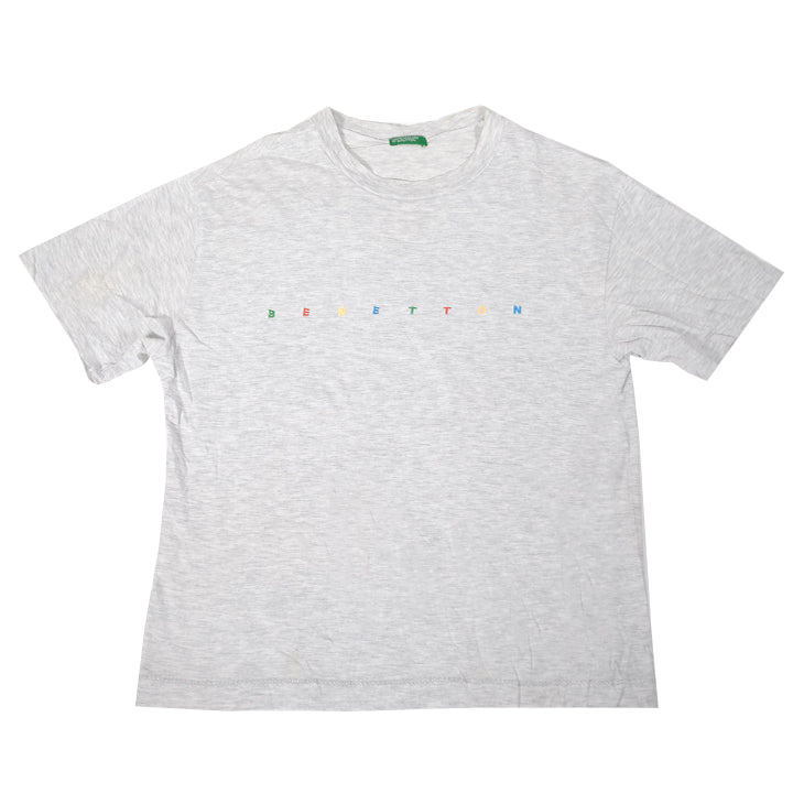 Vintage Benetton Embroidered Spell Out T-Shirt - S