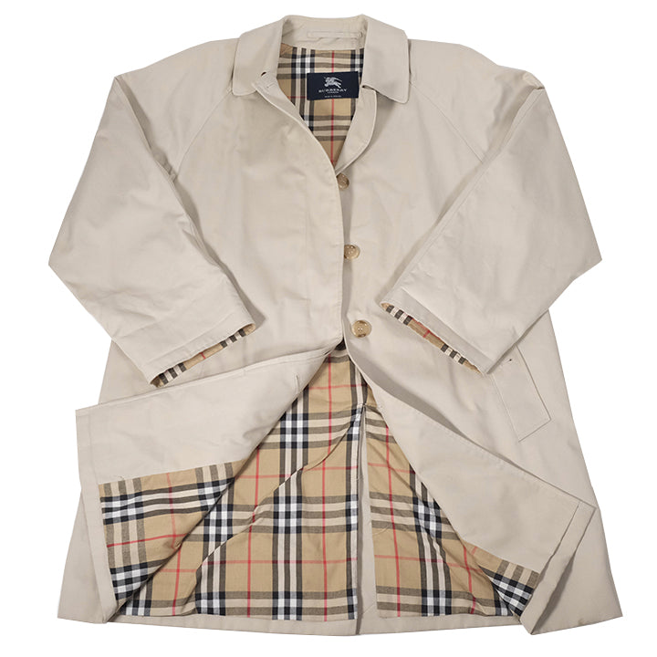 Vintage Burberry Nova Check Lined Coat Made In England - L