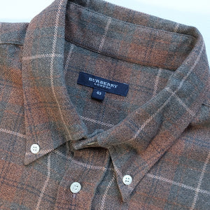 Vintage Burberry Embroidered Logo Long Sleeve Button Up Shirt - XL