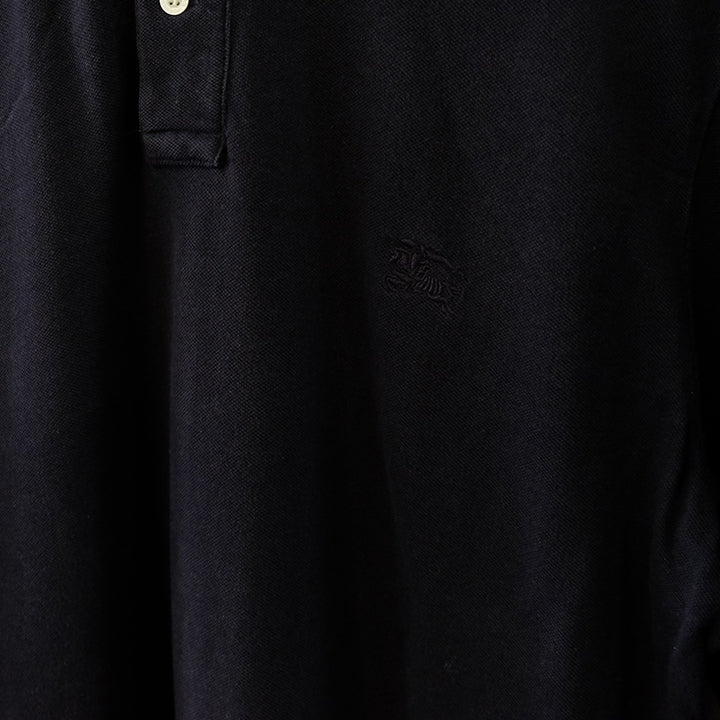 Vintage Burberry Embroidered Logo Long Sleeve Polo Shirt - XL