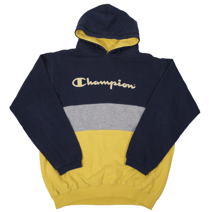 Vintage Champion Embroidered Spell Out Hooded Sweatshirt - M