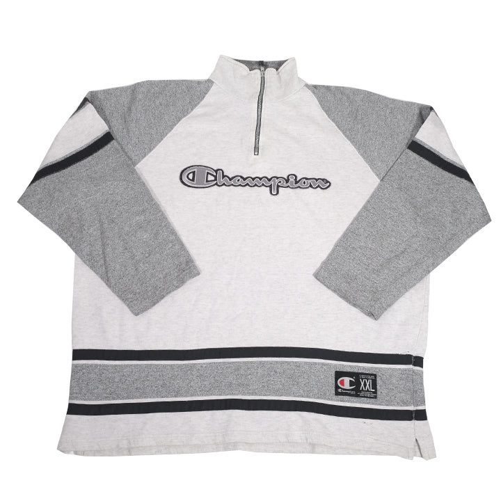 Vintage Champion Embroidered Spell Out Quarter Zip Sweatshirt - XXL