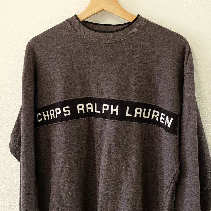 Vintage Chaps Ralph Lauren Front & Back Spell Out Crewneck - L