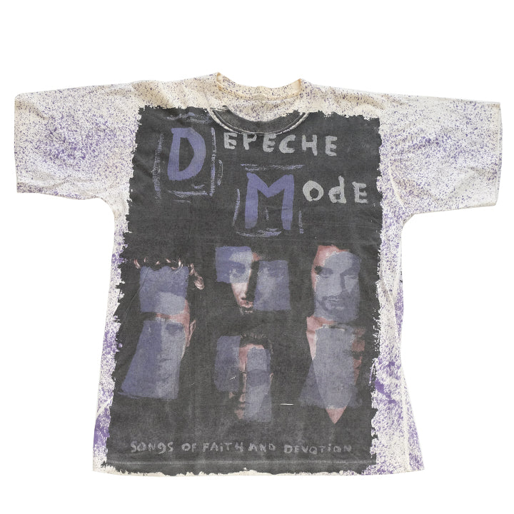 Vintage RARE Depeche Mode Songs Of Faith & Devotion All Over Single Stitch T-Shirt - L
