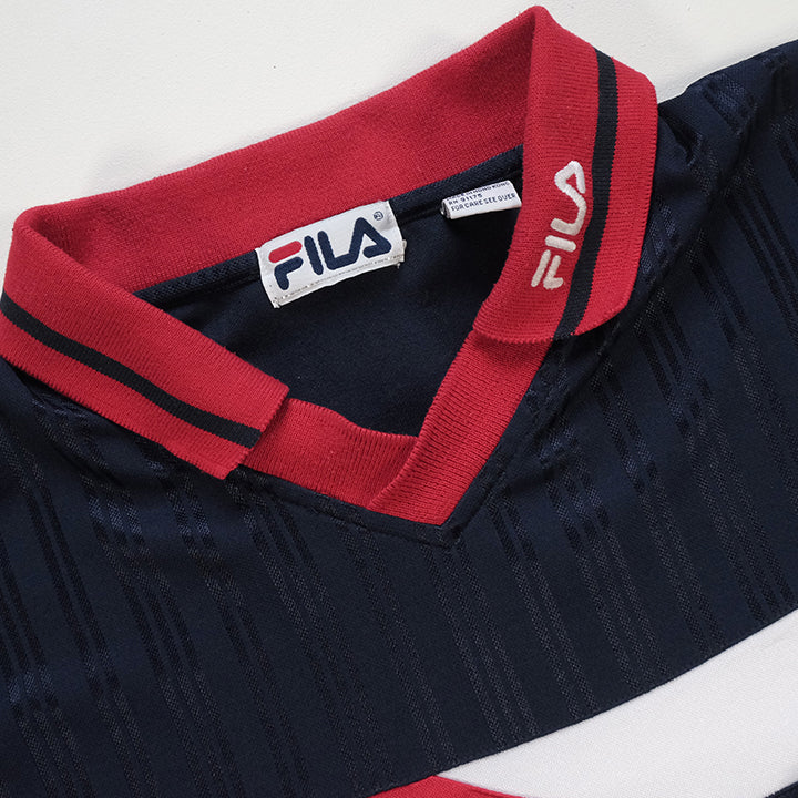 Vintage 90s Fila Collar Logo Jersey Top - XL