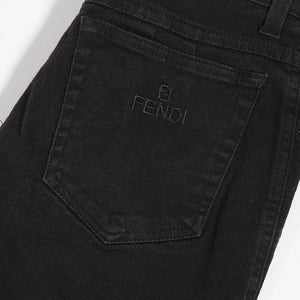 Vintage Fendi WOMENS High Waist Embroidered Denim Jeans - 33