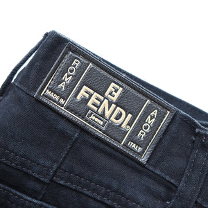 Vintage Fendi WOMENS High Waist Embroidered Denim Jeans - 27