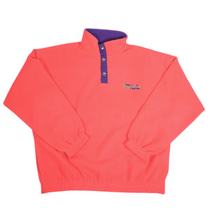 Vintage Fila Magic Line Embroidered Snap Fleece - L