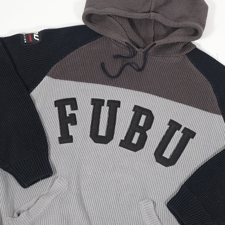 Vintage Fubu Spell Out Hooded Sweatshirt - L