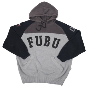 Vintage Fubu Spell Out Hooded Sweatshirt - L