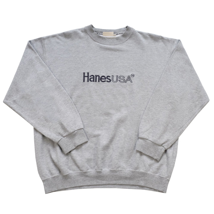 Vintage Hanes USA Embroidered Spell Out Crewneck - L