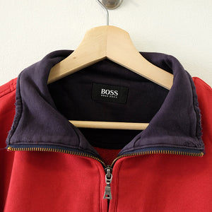 Vintage Hugo Boss Embroidered Quarter Zip Sweatshirt - L