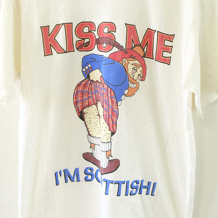 Vintage Kiss Me Im Scottish Single Stitch T-Shirt - M/L