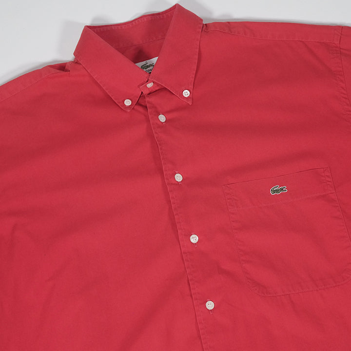 Vintage Lacoste Logo Short Sleeve Button Up Shirt - XL