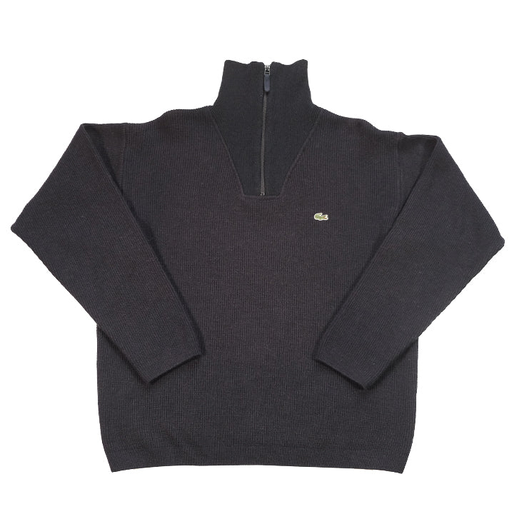 Vintage Lacoste Logo Ribbed Quarter Zip Sweater - L