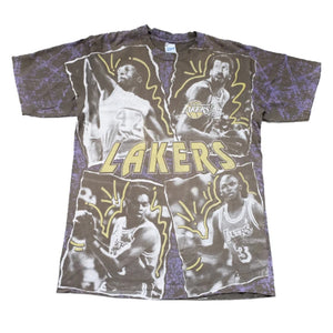 Vintage RARE 80s Los Angeles Lakers All Over Print Made In USA Single Stitch - L