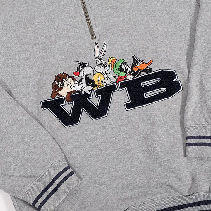 Vintage Looney Tunes Embroidered Quarter Zip Sweatshirt - S