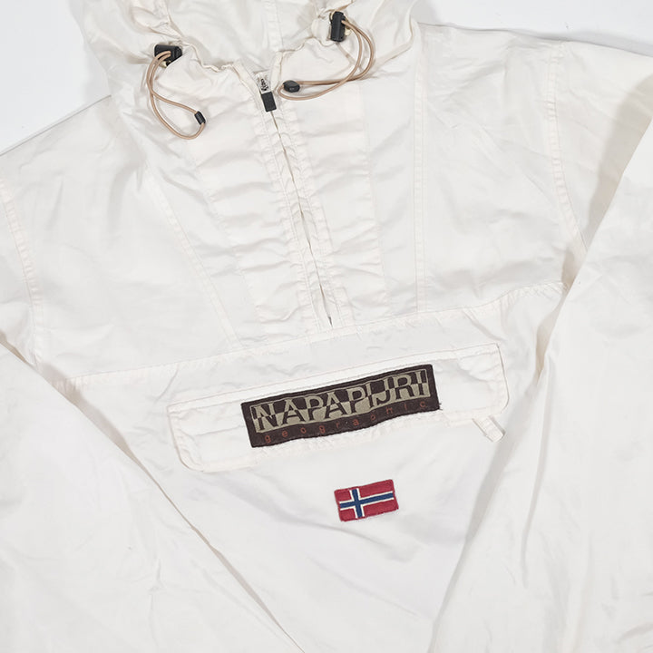 Vintage Napapijri Geographic Spell Out Packable Windbreaker - S