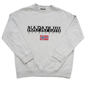 Vintage Napapijri Geographic Big Spell Out Crewneck - L