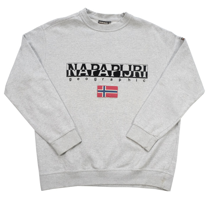 Vintage Napapijri Geographic Big Spell Out Crewneck - L