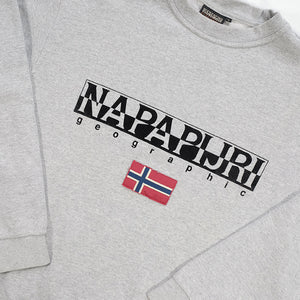 Vintage Napapijri Geographic Big Spell Out Crewneck - L