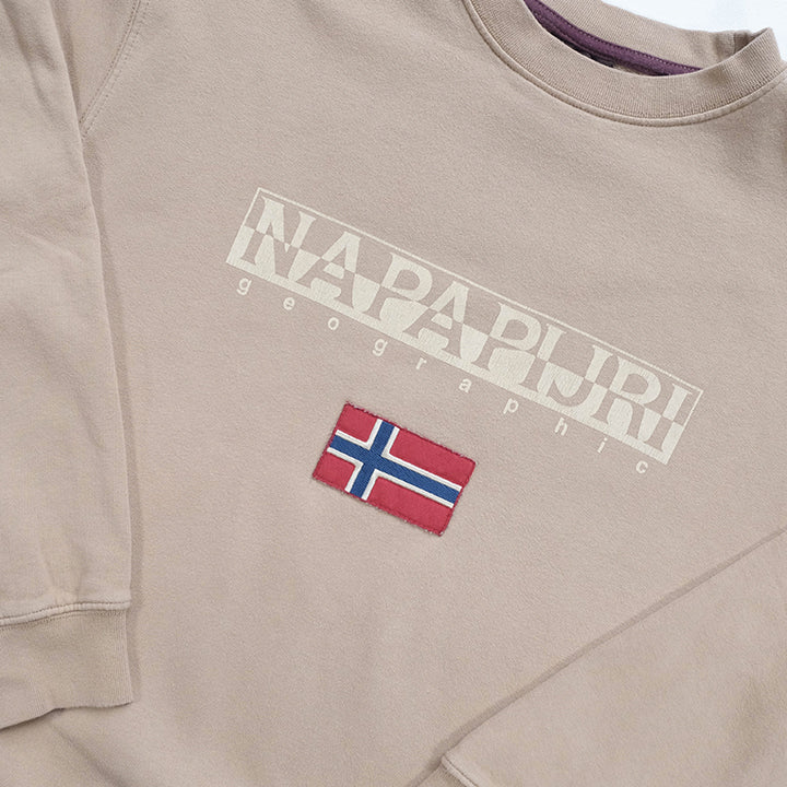 Vintage Napapijri Geographic Spell Out Crewneck - S