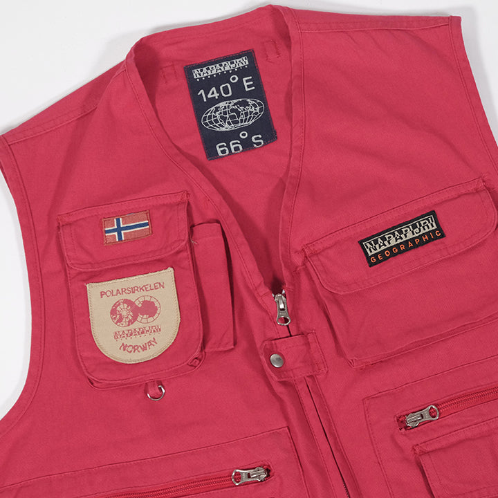 Vintage Napapijri Geographic Utility Vest - L