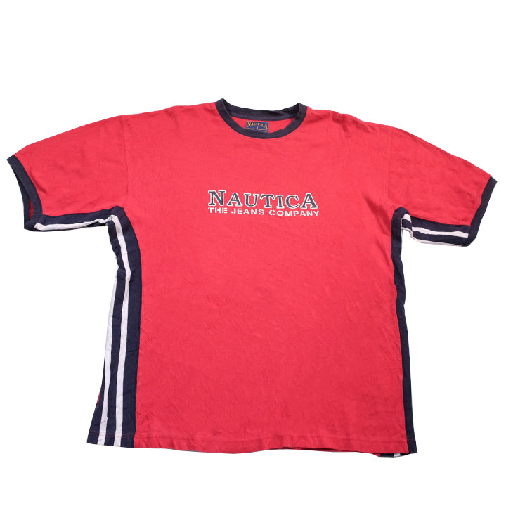 Vintage Nautica Jeans Company Spell Out Jersey Style Top - XL