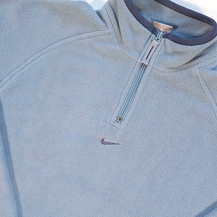 Vintage Rare Nike Embroidered Centre Swoosh Quarter Zip Fleece - S