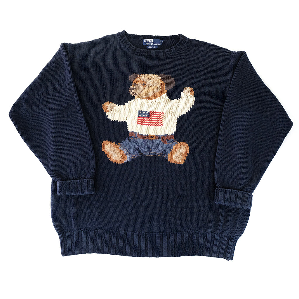Vintage RARE 1990s Polo Ralph Lauren Sitting Bear Hand Knit
