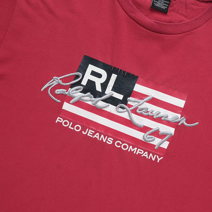 Vintage Polo Ralph Lauren Flag Spell Out T-Shirt - L
