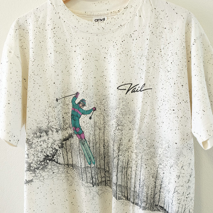Vintage Ski All Over Print Made In USA T-Shirt - L