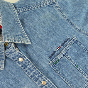 Vintage Tommy Hilfiger WOMENS Denim Short Sleeve Button Up - 8