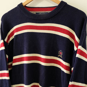 Vintage Tommy Hilfiger Lion Crest Stripe Sweater - L